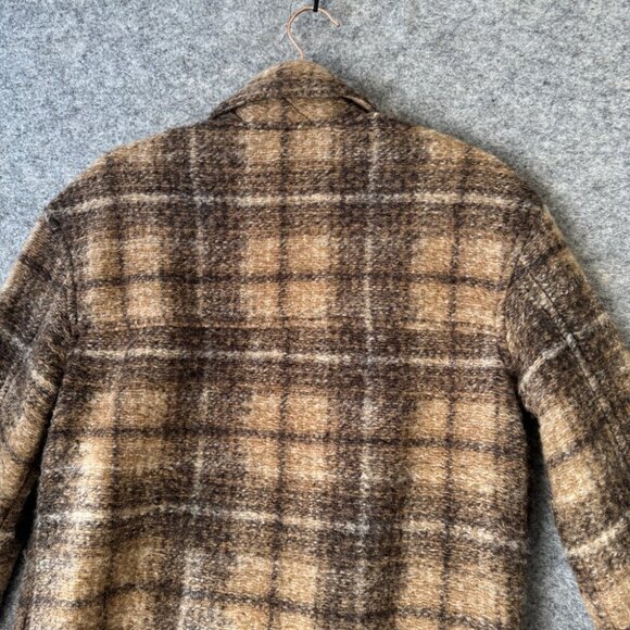 Wilfred Free Brown Plaid Wool Blend Shacket Jacket Size Small Cozy Fall - Picture 11 of 13